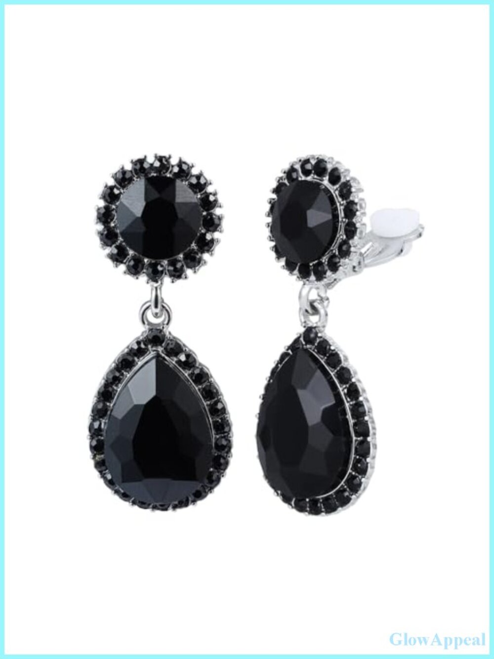 Crystal Teardrop Dangle Clip On Earrings Bridal Jewelry